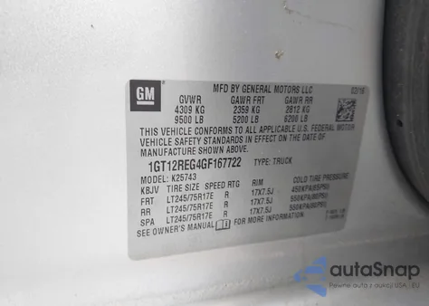 2016 GMC Sierra 2500Hd z USA, uszkodzony, nr VIN 1GT12REG4GF167722